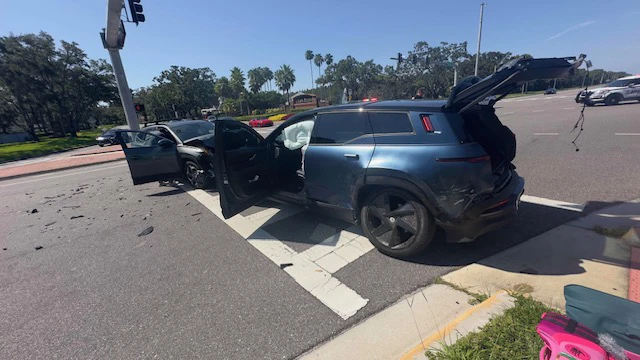 An auto accident between two vehicles